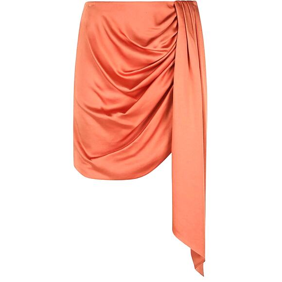 Jonathan SIMKHAI Mae Draped Satin Mini Skirt Coral Size 4 Ruched Cocktail NEW - Picture 4 of 11